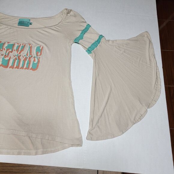 Judith March Flared Sleeves Crop Top Tan Texas - Size Small - Picture 4 of 6